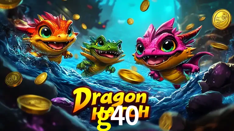 Arte promocional do jogo Dragon Hatch com três adoráveis dragões bebês nadando entre moedas de ouro, um dos slots mais divertidos para jogar no cassino g40.
