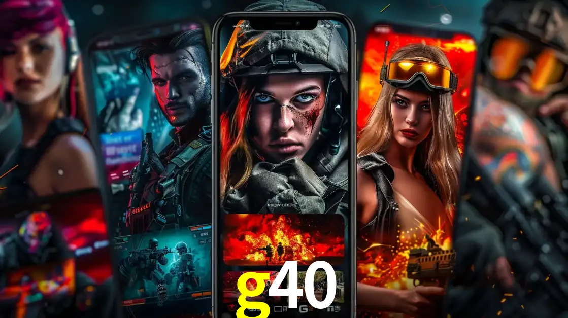 Montagem de telas de celular mostrando diversos personagens, masculinos e femininos, de um jogo de tiro, ilustrando a diversidade de equipes de e-sports para apostar no g40.