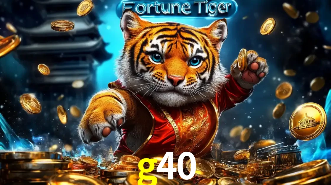 Imagem promocional do jogo de slot Fortune Tiger, com um tigre majestoso em traje tradicional cercado por uma fortuna em moedas de ouro, disponível agora no cassino g40.